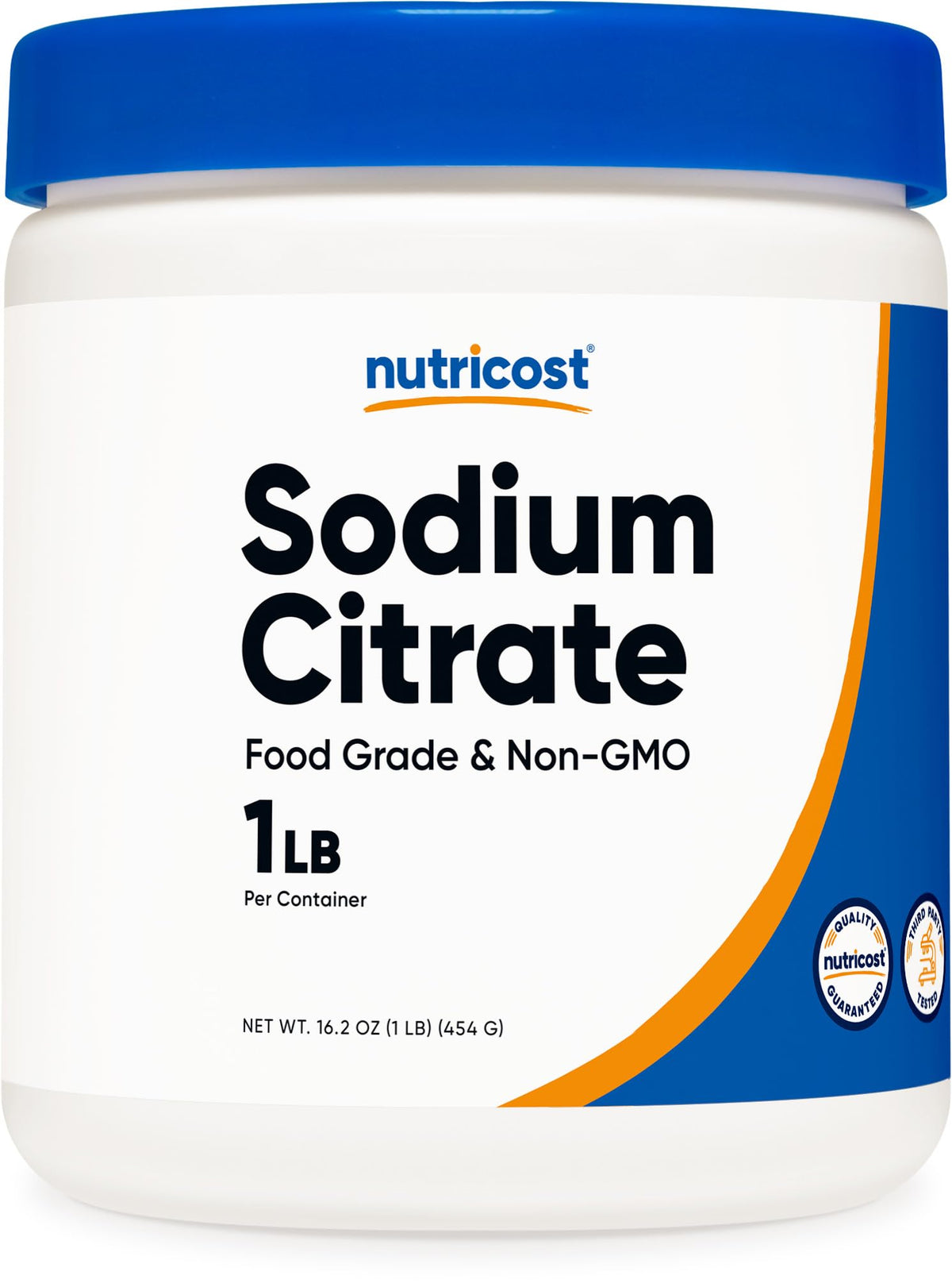 Nutricost Sodium Citrate Poudre 1LB vue avant avec étiquette