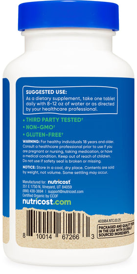 Nutricost Spiruline Bio 240 comprimés vue de côté