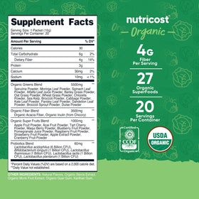 Nutricost Super Greens contenu d'un stickpack