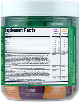 Nutricost Super Greens Stickpacks sur une table