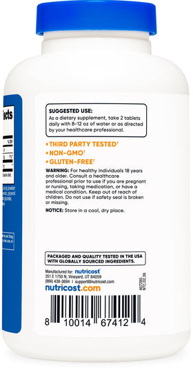 Nutricost Tablettes MSM 2000mg avec deux tablettes sur une surface