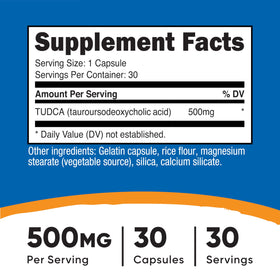 Nutricost Tudca 500mg capsules ouvertes sur une table