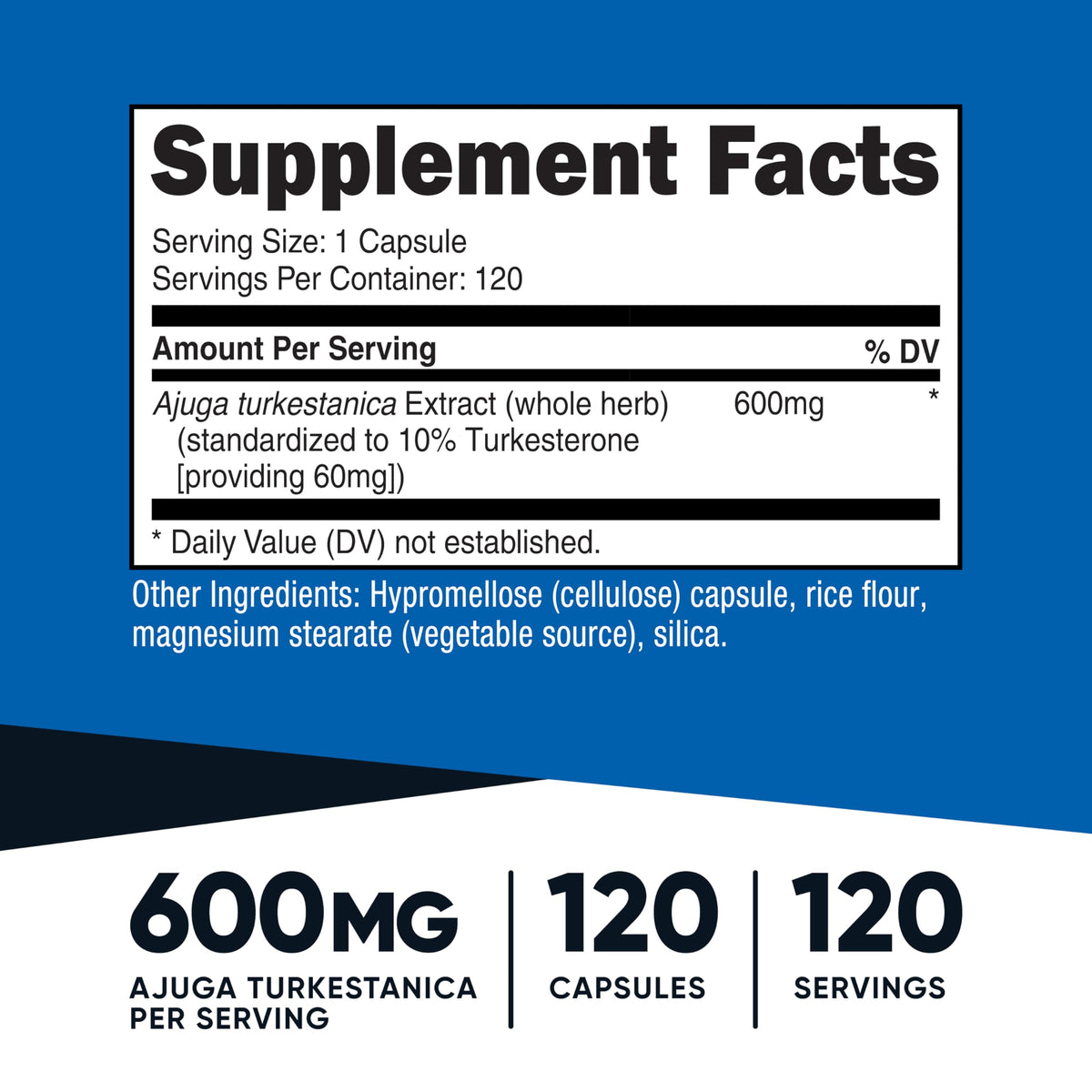 Nutricost Turkesterone 600mg capsule unique sur fond blanc