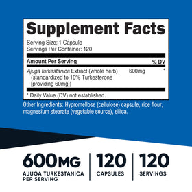 Nutricost Turkesterone 600mg capsule unique sur fond blanc