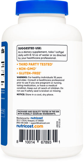 Nutricost Ubiquinol 100mg gélules - étiquette du flacon