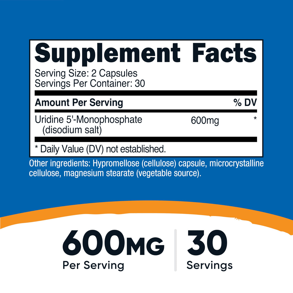 Nutricost Uridine Monophosphate 600mg capsules
