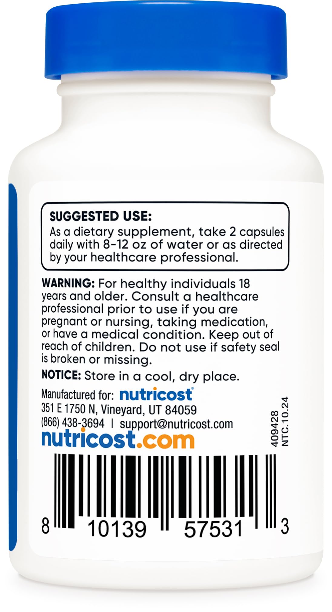 Nutricost Uridine Monophosphate 600mg présentation sur une table