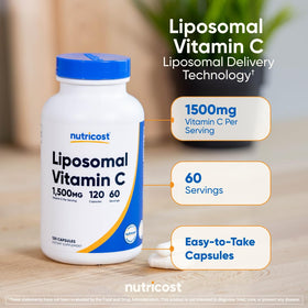 Nutricost Vitamine C Liposomale 1500mg informations nutritionnelles sur l'emballage