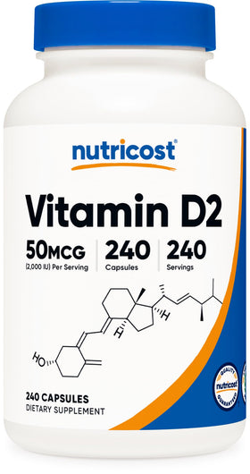 Nutricost Vitamine D2 2000 UI 240 Capsules vue de face