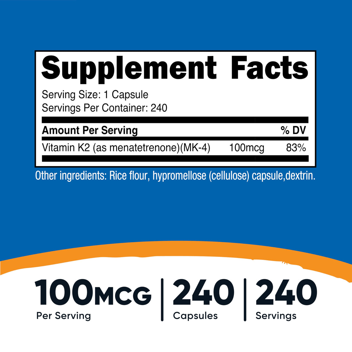 Nutricost Vitamine K2 MK-4 capsules bottle side view