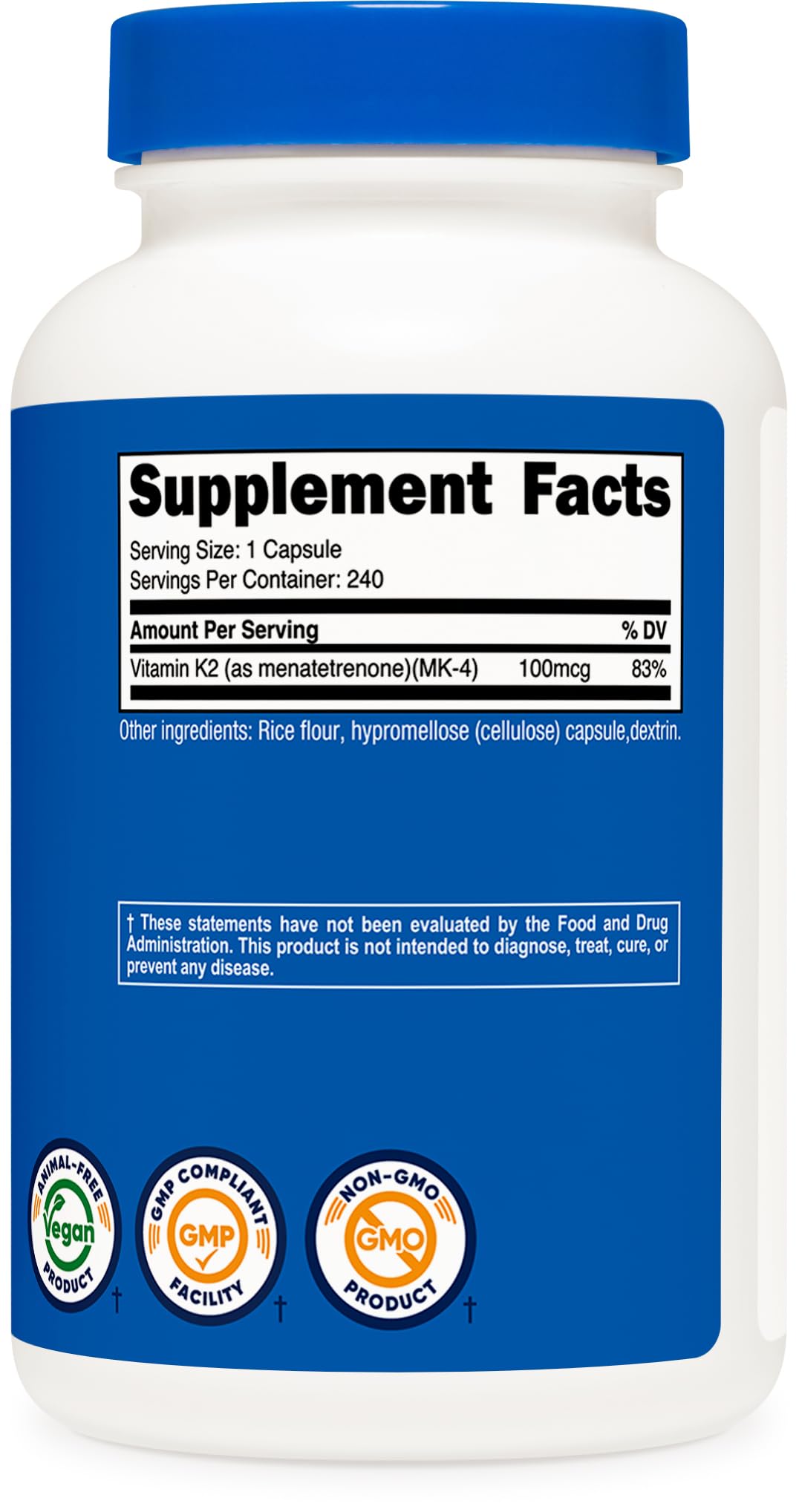 Nutricost Vitamine K2 MK-4 packaging with ingredients list