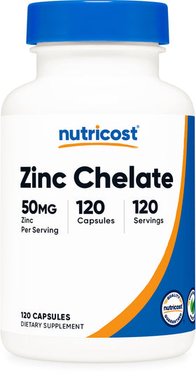 Nutricost Zinc Chelate 50mg 120 capsules flacon vue de face