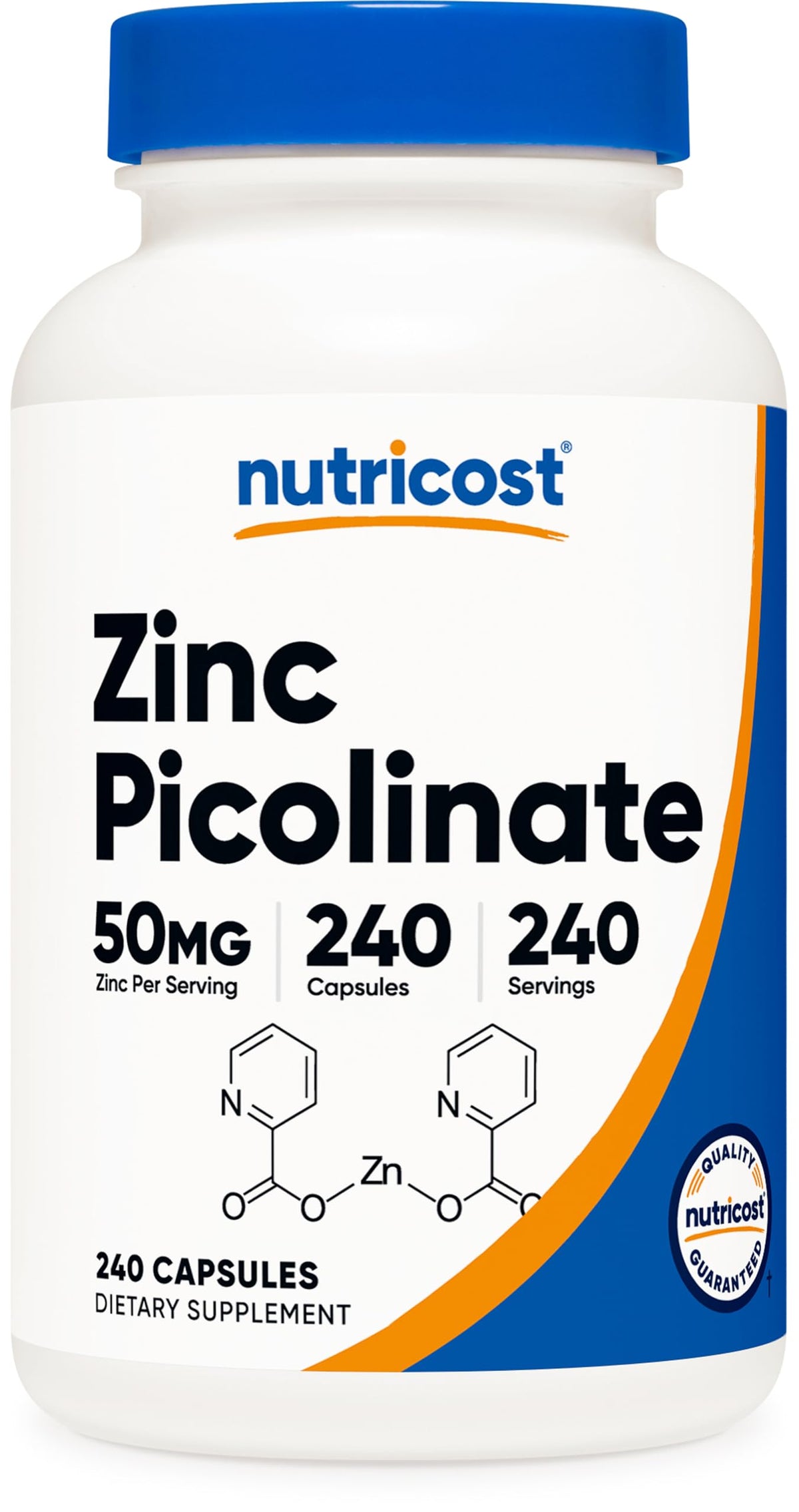 Nutricost Zinc Picolinate 50mg flacon de 240 capsules végétariennes