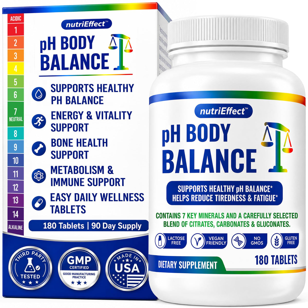 nutriEffect comprimés multi-minéraux pH équilibre 180 tablettes vue avant