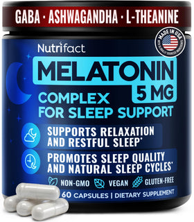 NutriFact Mélatonine 5 mg flacon avant avec 60 capsules