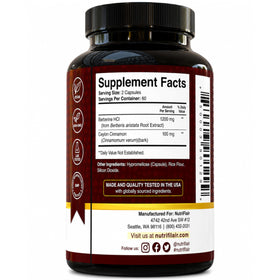 NutriFlair Berbérine HCl 1200mg gélules avec Cannelle de Ceylan sur table