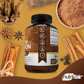 NutriFlair Cannelle de Ceylan 1200mg capsules ouvertes avec contenu