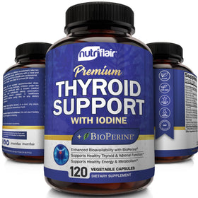 NutriFlair complexe de support thyroïdien 120 capsules avec ingrédients listés