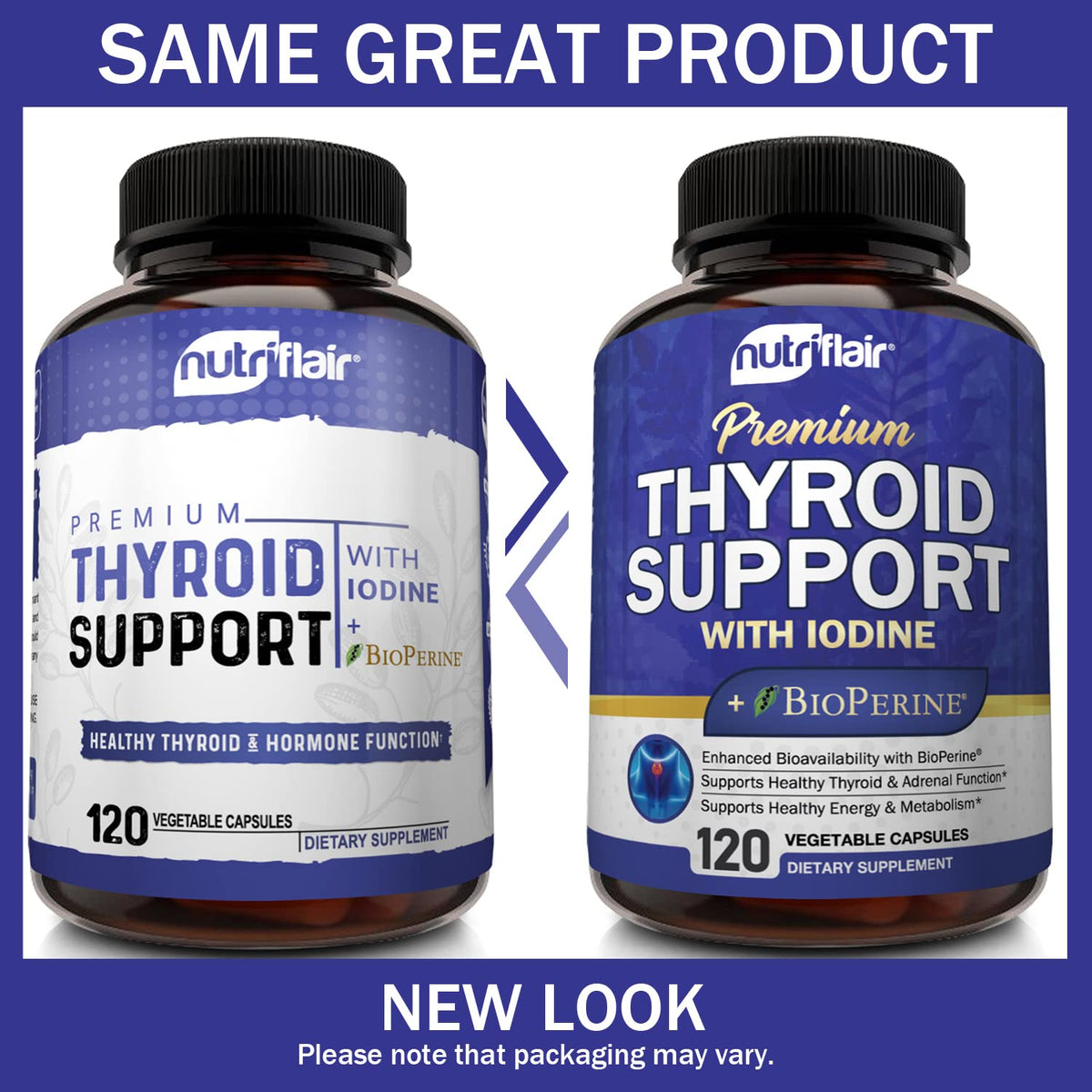 NutriFlair complexe de support thyroïdien capsules ouvertes sur une table