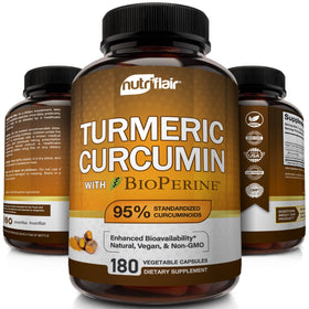 NutriFlair Curcuma Curcumin 1300mg avec BioPerine côté flacon