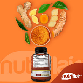 NutriFlair Curcuma Curcumine 2250mg 180 capsules, avec BioPerine