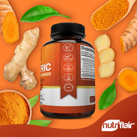 NutriFlair Curcuma Curcumine 2250mg 180 capsules, présentation sur une table