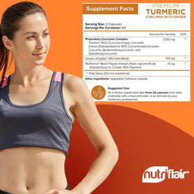 NutriFlair Curcuma Curcumine 2250mg 180 capsules, vue arrière