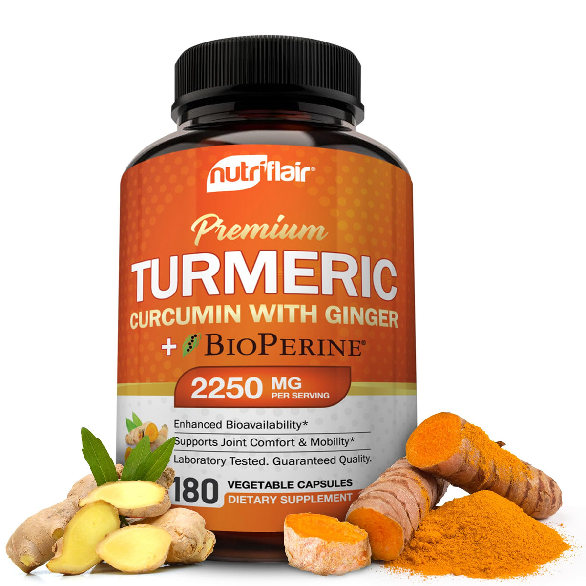 NutriFlair Curcuma Curcumine 2250mg 180 capsules, vue avant