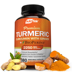 NutriFlair Curcuma Curcumine 2250mg 180 capsules, vue avant