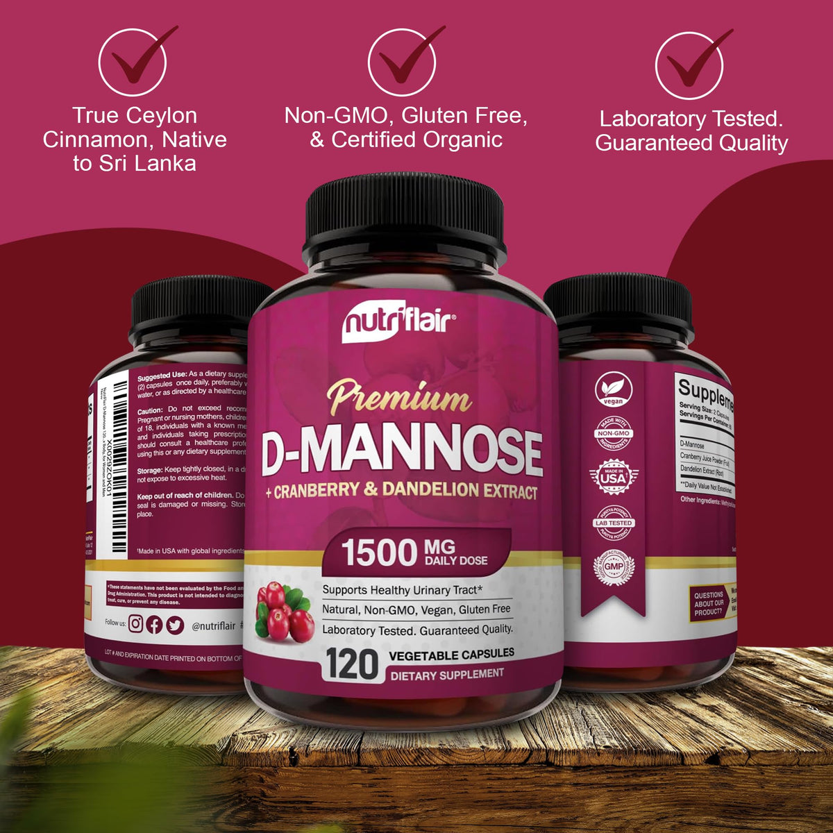 NutriFlair D-Mannose 120 Capsules prise avec un verre d'eau