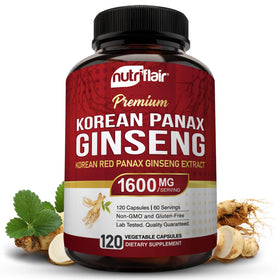 NutriFlair Ginseng Rouge Coréen 1600mg 120 capsules végétaliennes vue avant