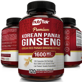 NutriFlair Ginseng Rouge Coréen 1600mg capsules à l'intérieur du flacon