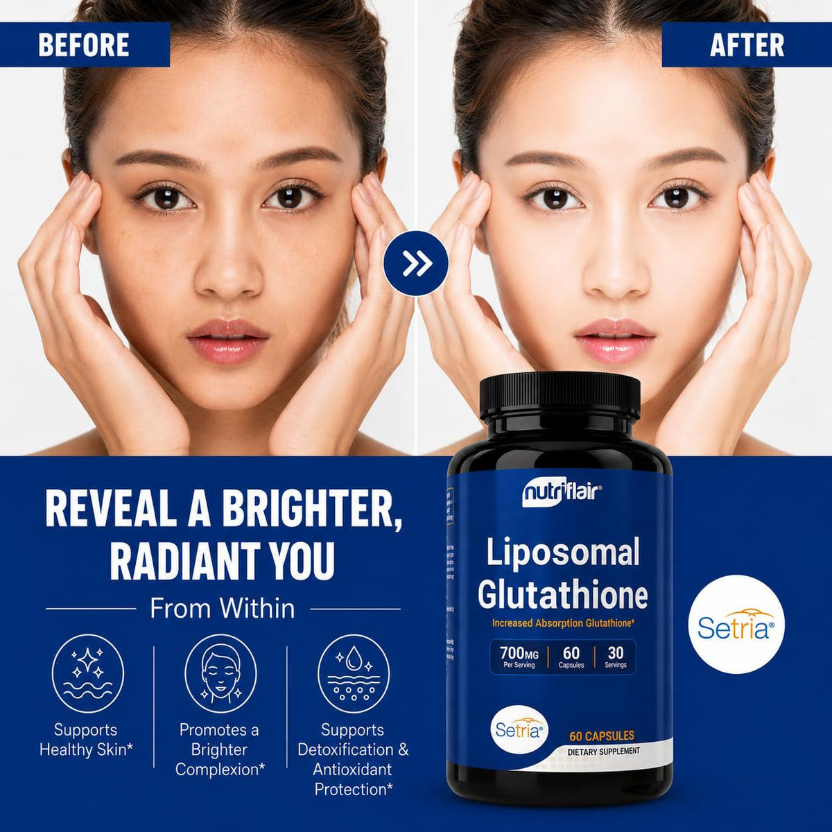 NutriFlair Glutathione 700mg capsules close-up