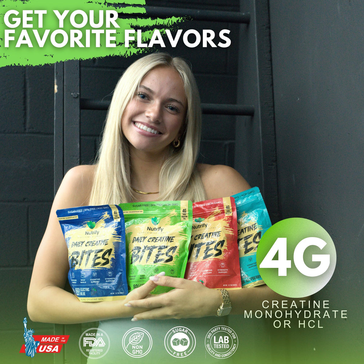 Nutrify Gummies Créatine Monohydrate étiquette des ingrédients