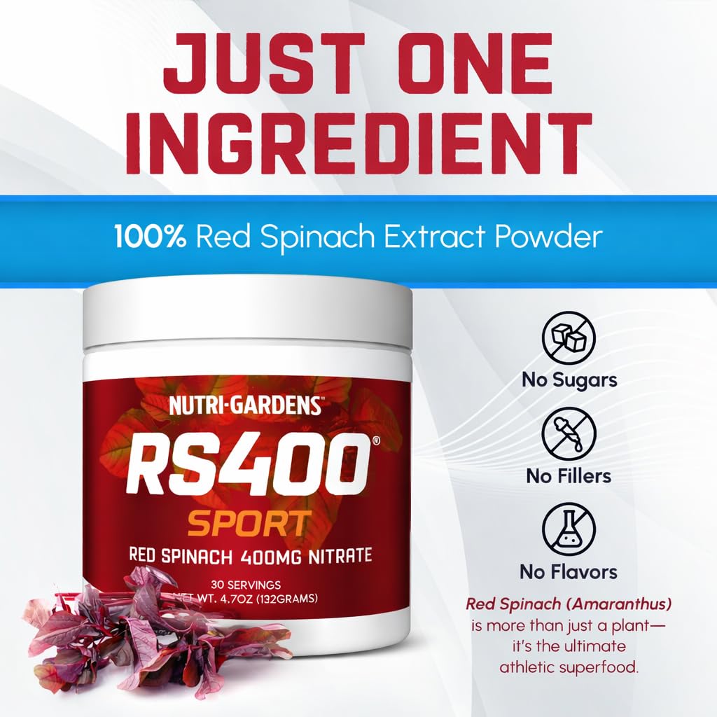 Nutrigardens Extrait de Poudre d'Épinard Rouge RS400 400mg - vue de dessus