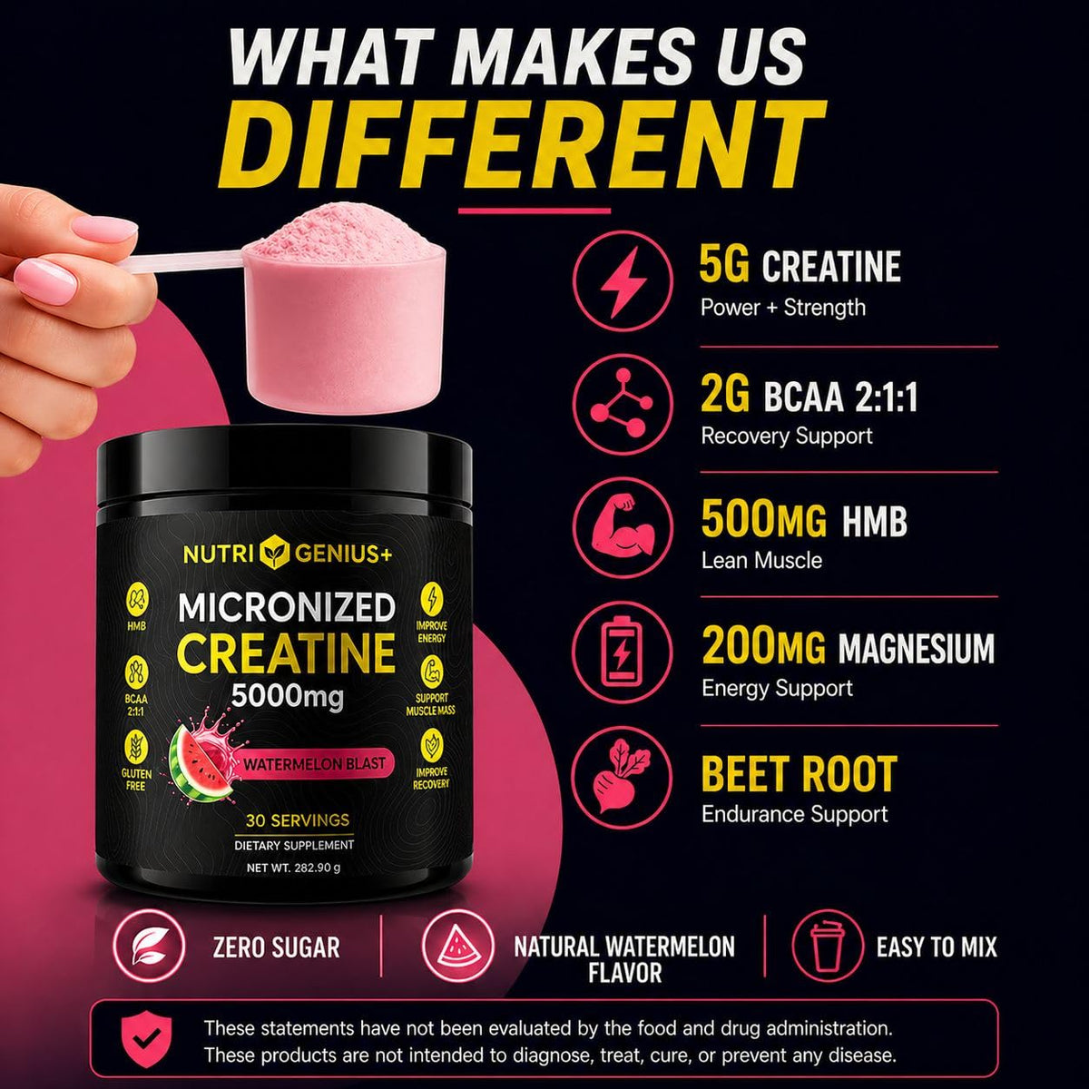 Nutrigenius + Créatine Monohydrate 5g avec BCAA 340g dans un shaker
