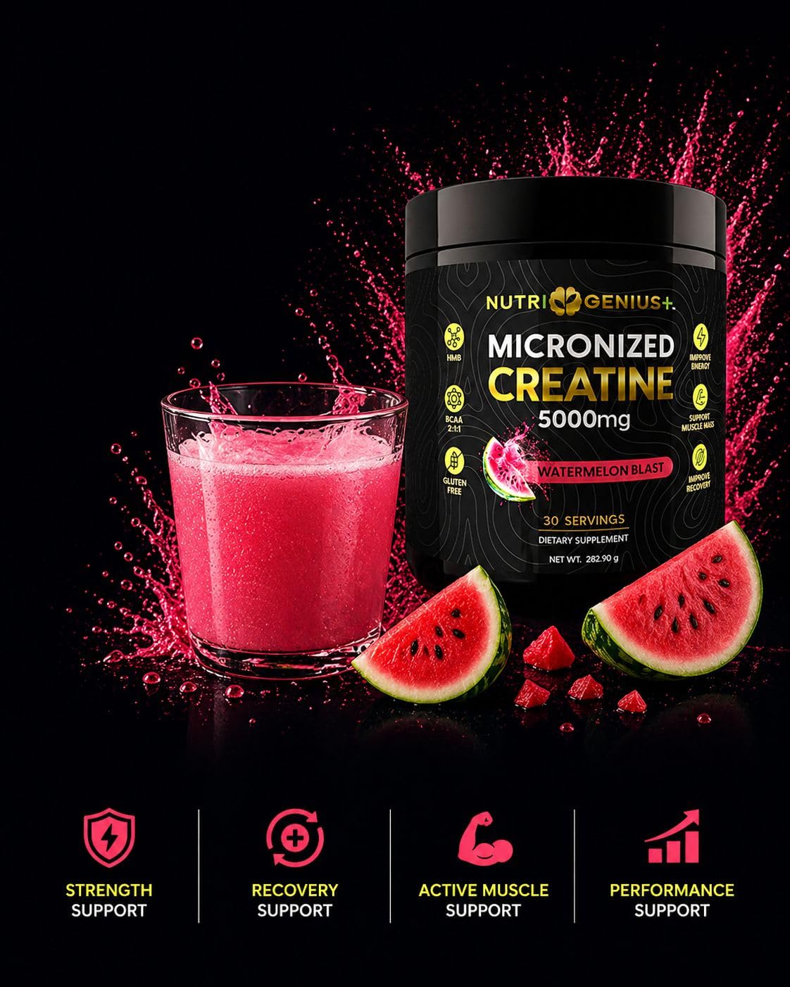 Nutrigenius + Créatine Monohydrate 5g avec BCAA 340g vue arrière