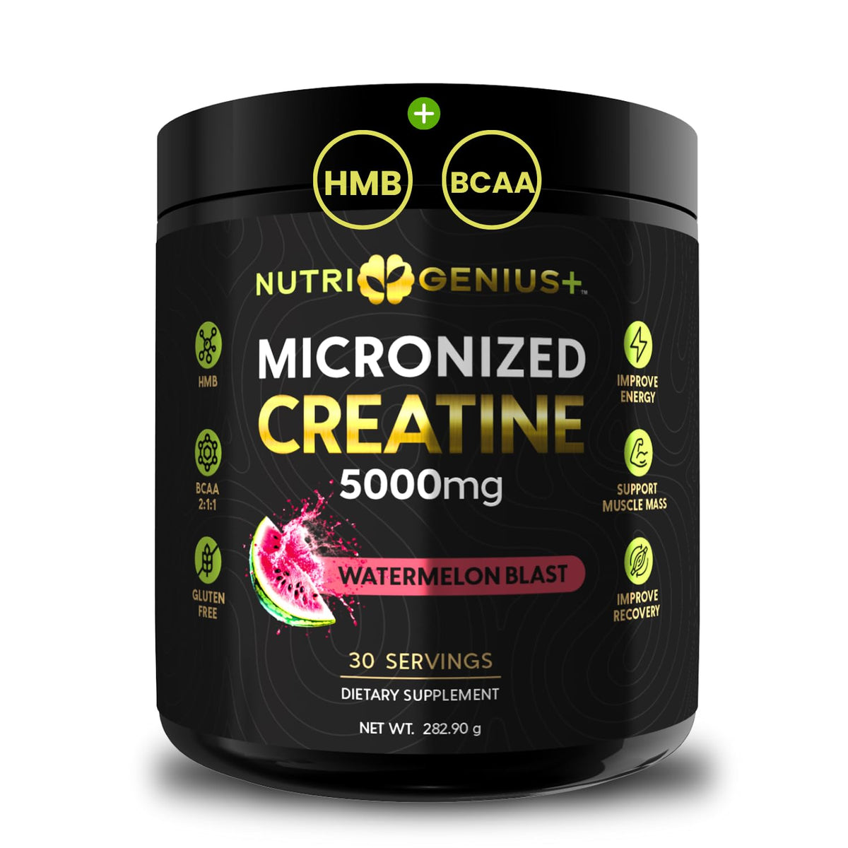 Nutrigenius + Créatine Monohydrate 5g avec BCAA 340g vue avant