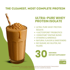Nutrigenius + Isolat de Protéines Beurre de Cacahuète en poudre dans un verre