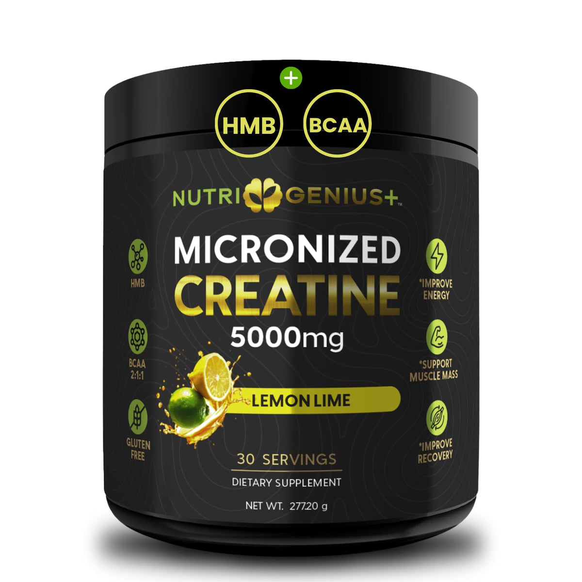 Nutrigenius + Poudre de Créatine Micronisée 5000mg vue de face