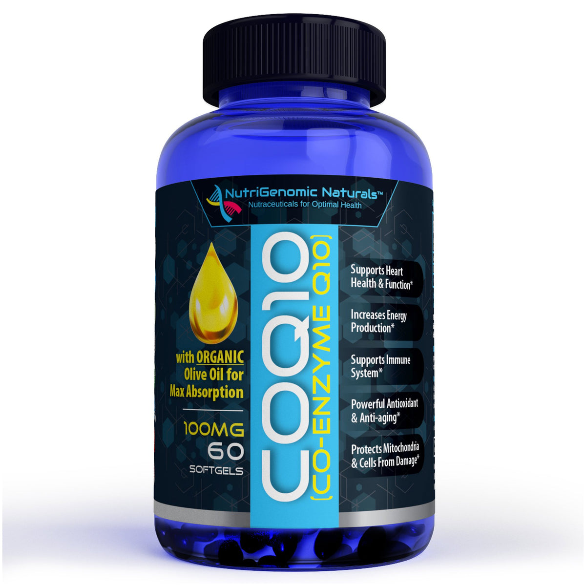 NutriGenomic Naturals CoQ10 100mg 60 Softgels vue avant