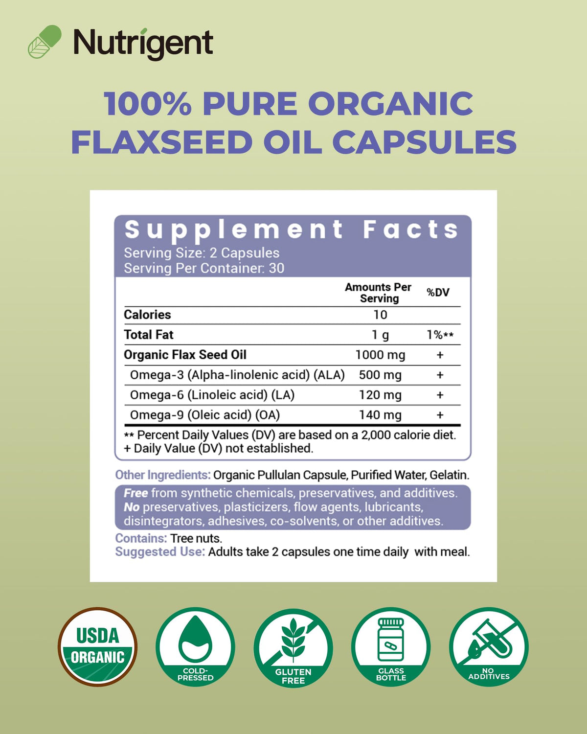 Nutrigent Huile de Lin Bio 1000mg capsules liquides avec étiquette