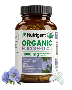Nutrigent Huile de Lin Bio 1000mg capsules liquides vue de face