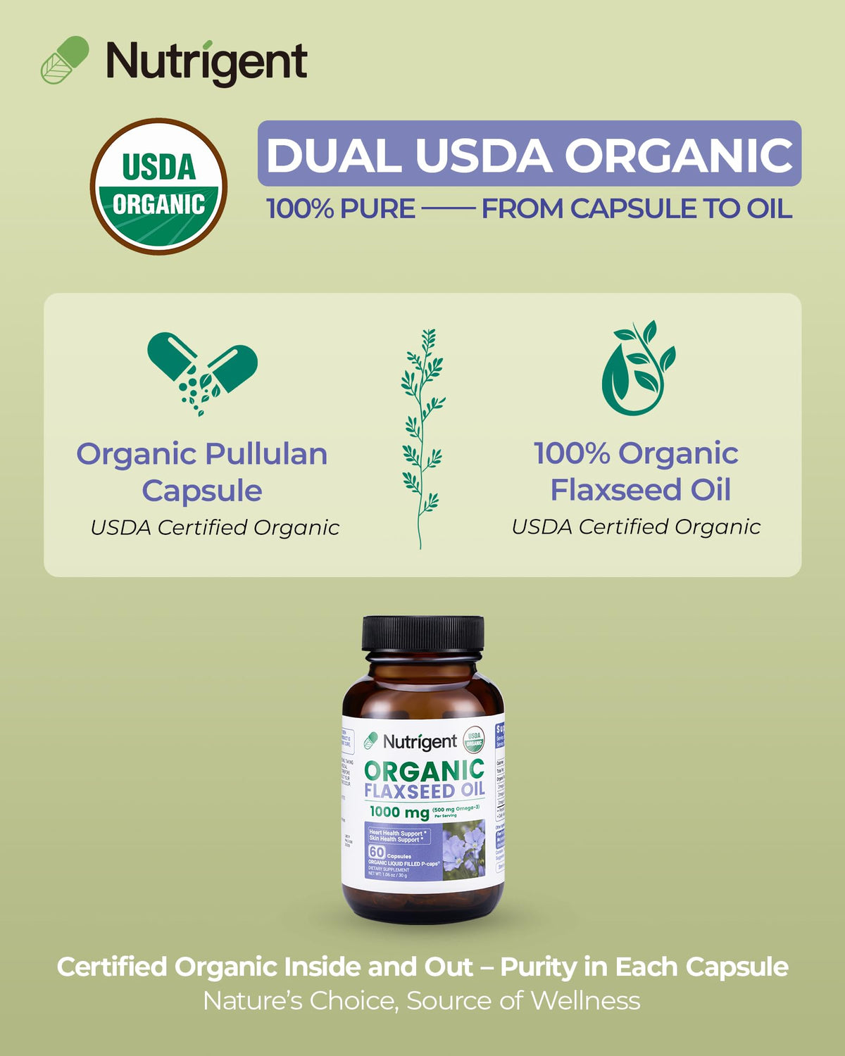 Nutrigent Huile de Lin Bio capsules liquides sur fond blanc