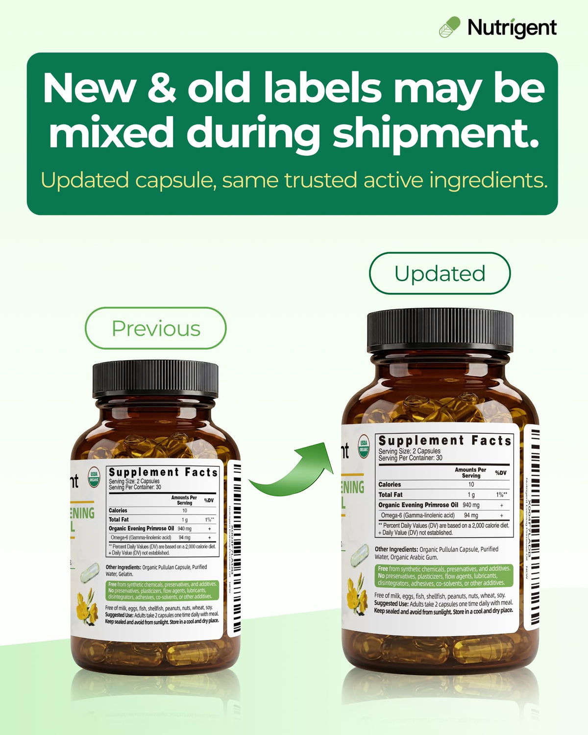Nutrigent Huile de Onagre Bio Capsules avec flacon