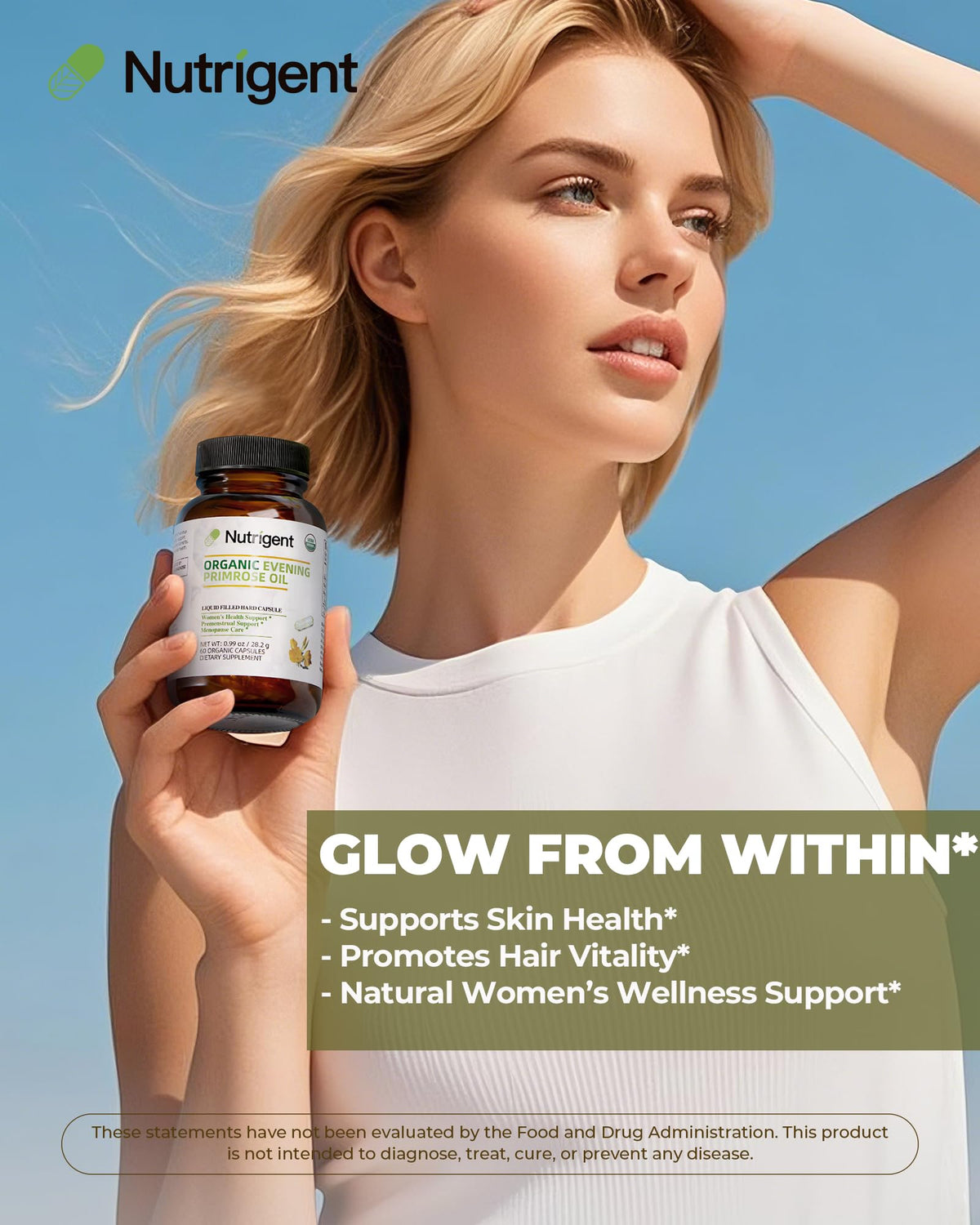 Nutrigent Huile de Onagre Bio Capsules en gros plan