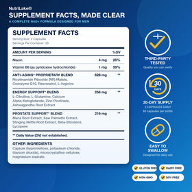 NUTRILAKE Complément NAD+ 60 Capsules avec verre d'eau