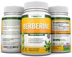 NutriONN Berberine sur un fond neutre avec des capsules alignées