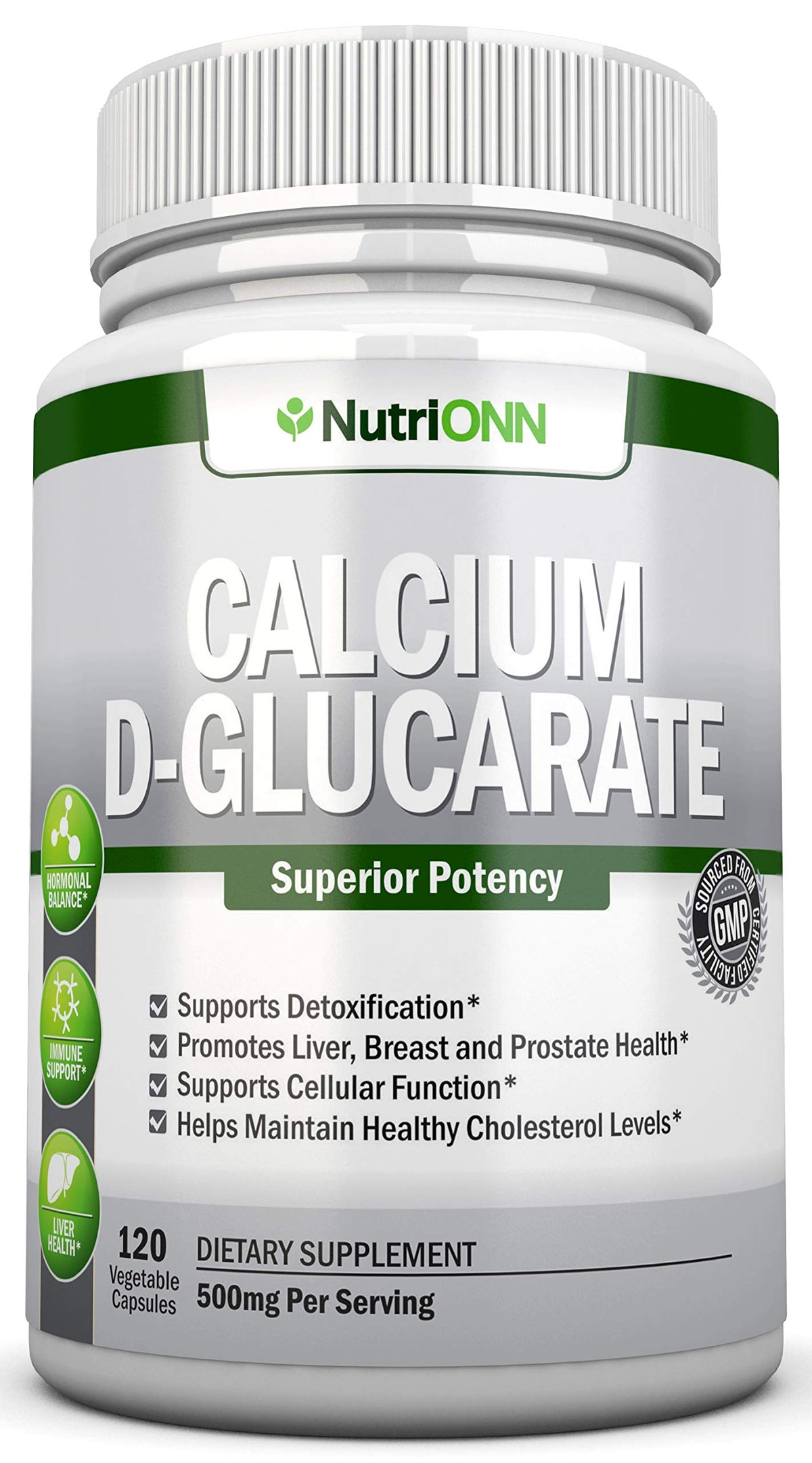 NutriONN Calcium D-Glucarate 500mg 120 capsules végétales vue de face