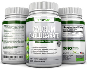 NutriONN Calcium D-Glucarate 500mg capsules végétales avec verre d'eau